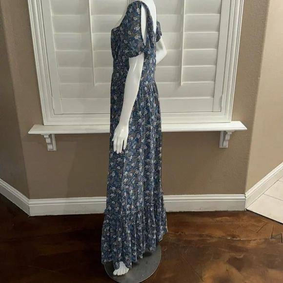 Lulus Feeling Fond Blue Floral Print Puff Sleeve Maxi Dress - Picture 7 of 12